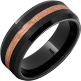 Black Diamond Ceramic Ring with 14k Rose Gold Inlay